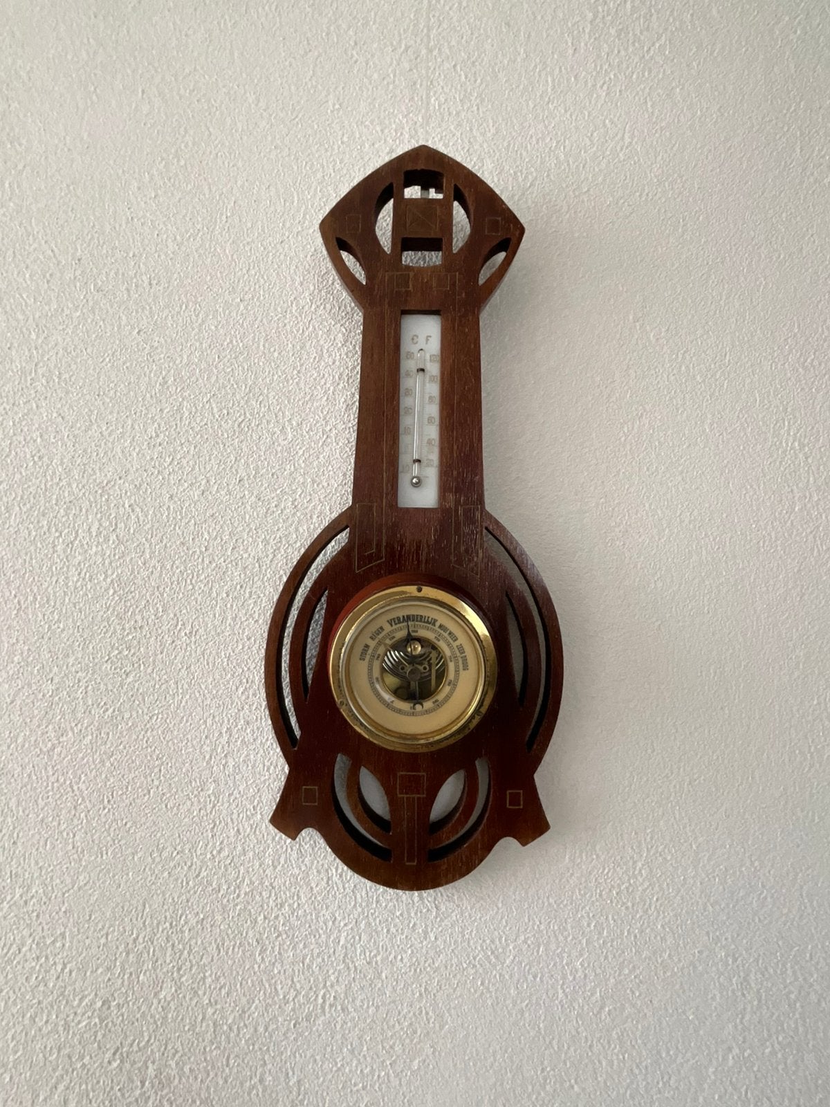 Prachtige LUFFT barometer/weerstation in mooi houtsnijwerk, Ophalen, Zo goed als nieuw