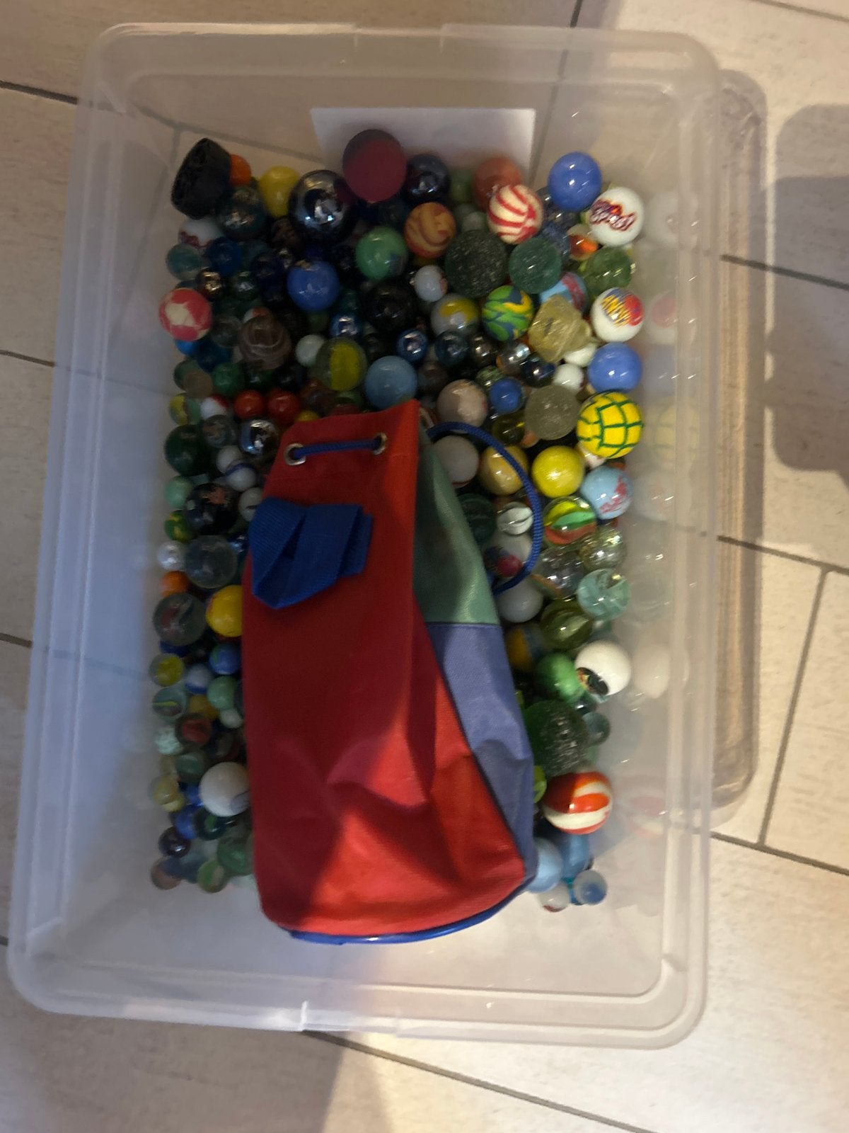 Grote verzameling knikkers met zakje, Ophalen, Gebruikt, Jongen of Meisje