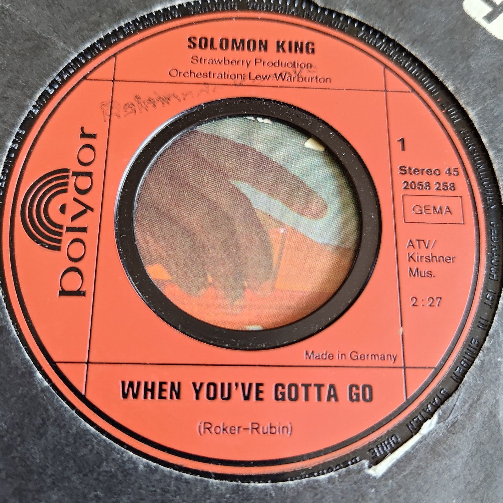 Solomon King - When You've Gotta Go Vinyl Single), Cd's en Dvd's, Gebruikt, 7 inch, Ophalen of Verzenden, Pop