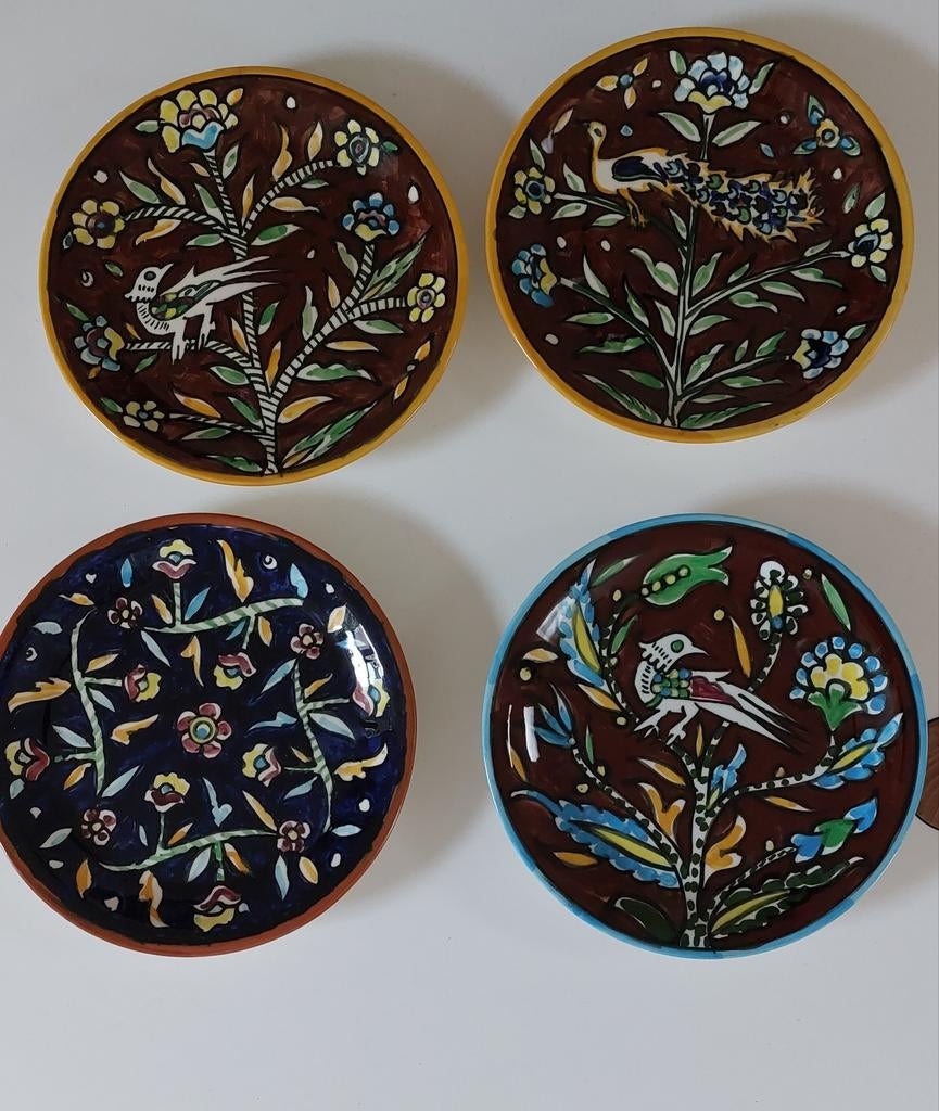 Set van 4 handbeschilderde Armeens /Turkse keramische borden, Ophalen of Verzenden