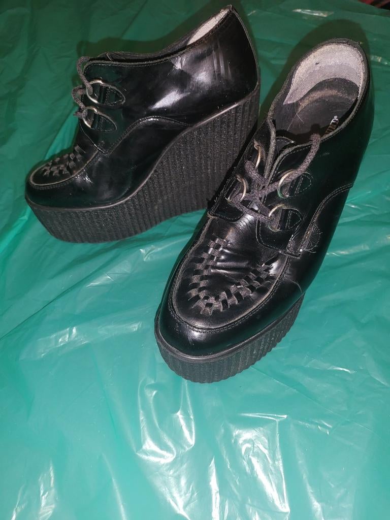 Underground Zwarte Wedge Schoenen, Verzenden, Zwart, Underground, Schoenen met hoge hakken