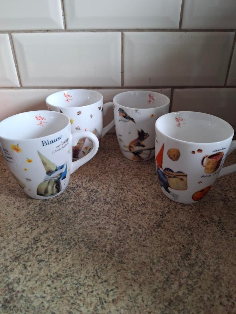 Vier David de Kabouter mokken, Ophalen of Verzenden, Overige stijlen, Kop(pen) en/of Schotel(s)