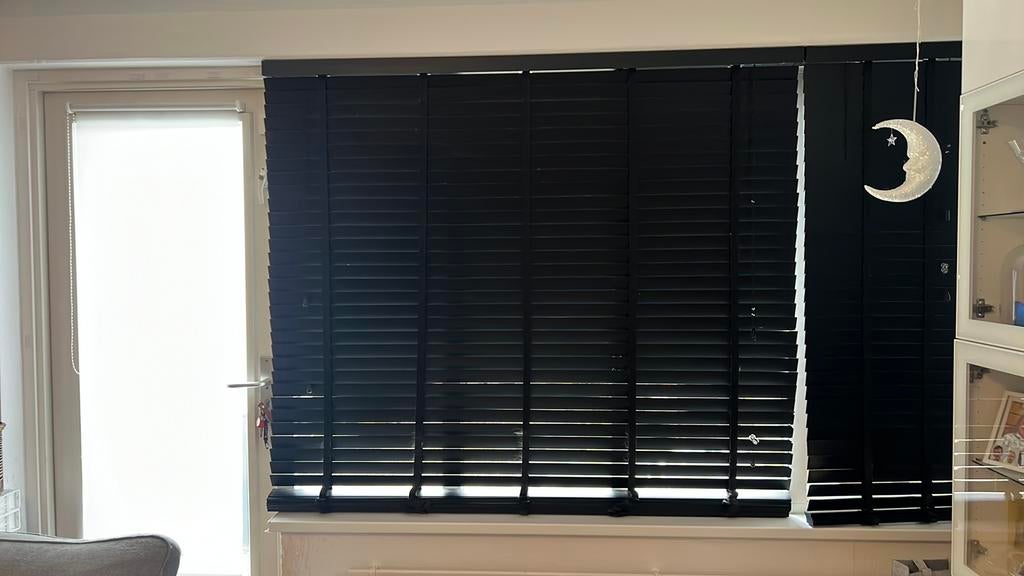 Houten jaloezie zwart 180 x 220, Ophalen, 200 cm of meer, Zwart, 150 tot 200 cm