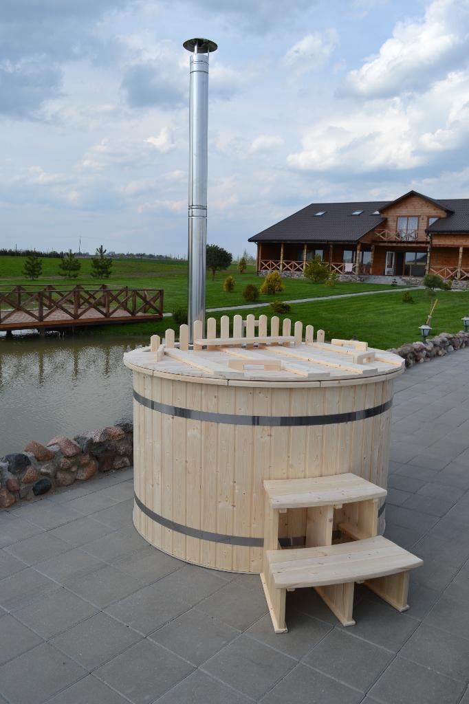 Houtgestookte Hottub Polypropyleen 160 cm, Verzenden, Nieuw, Vast