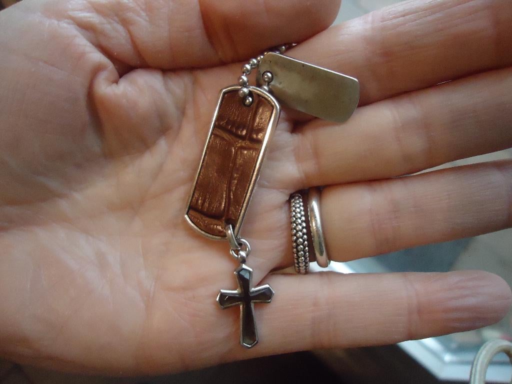 mooie echt zilveren ketting met tag en kruisje esprit 20,4 g, Sieraden, Tassen en Uiterlijk, Kettingen, Verstelbaar, Ophalen of Verzenden