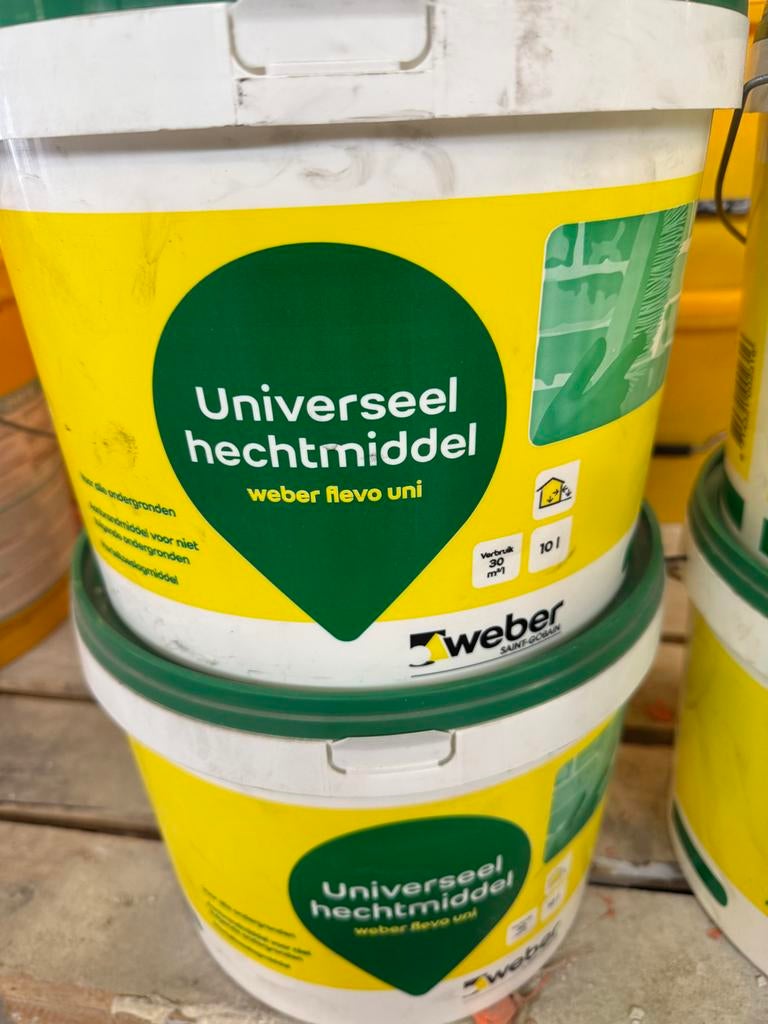 Weber Flevo Uni Universeel Hechtmiddel 10L, Ophalen, Gebruikt, 5 tot 10 liter, Geel
