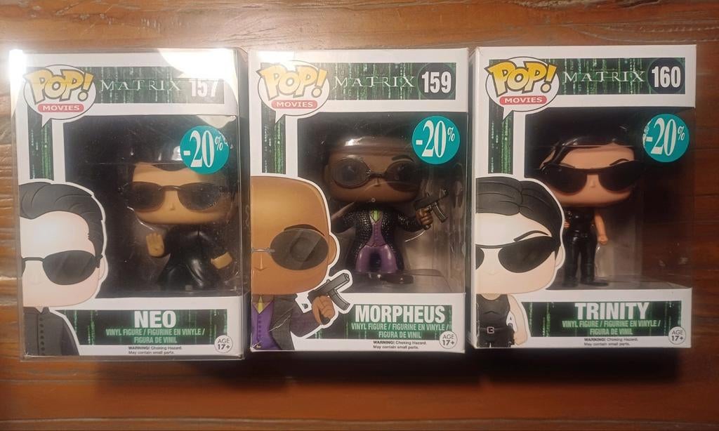 Funko Pop: the Matrix, 157 Neo + 159 Morpheus + 160 Trinity, Ophalen of Verzenden, Nieuw