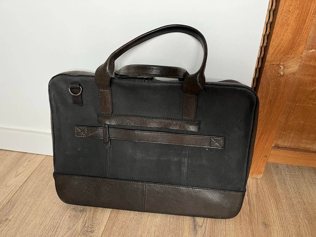 Manfield leren tas - defecte rits, Sieraden, Tassen en Uiterlijk, Tassen | Schoudertassen, Overige merken, Gebruikt, Zwart, Ophalen of Verzenden