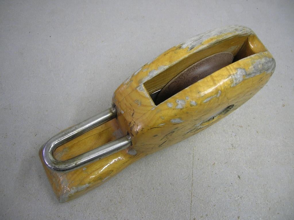 Houten blok, katrol, Hakblok, enkelschijfs, 16 -18 mm, Ophalen of Verzenden, Gebruikt, Lijn of Blok