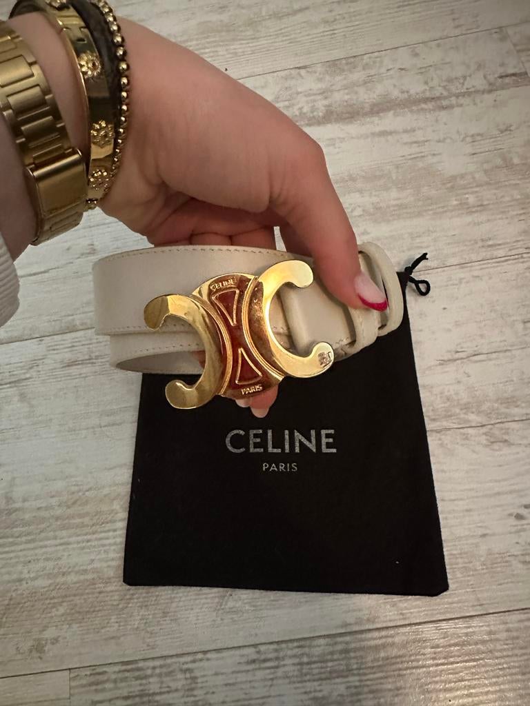 Céline Riem 85cm Beige met Gouden Details, 80 tot 90 cm, 5 cm of meer, Verzenden, Tailleriem