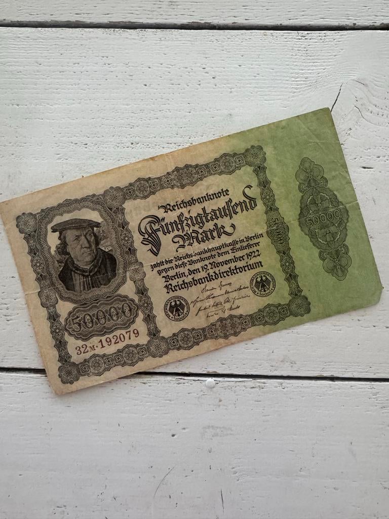 Oud bankbiljet - Duitse Reichsbanknote 50000 Mark 1922, Postzegels en Munten, Bankbiljetten | Nederland, Los biljet, Euro's, Ophalen