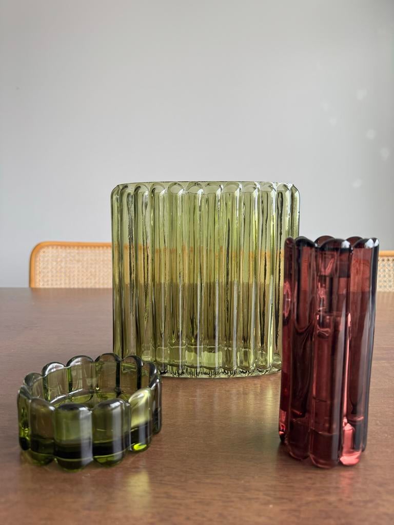 Hema Bloempot/Kaarshouders - Set van 3 nooit gebruikt!, Overige kleuren, Ophalen of Verzenden, Minder dan 50 cm, Glas