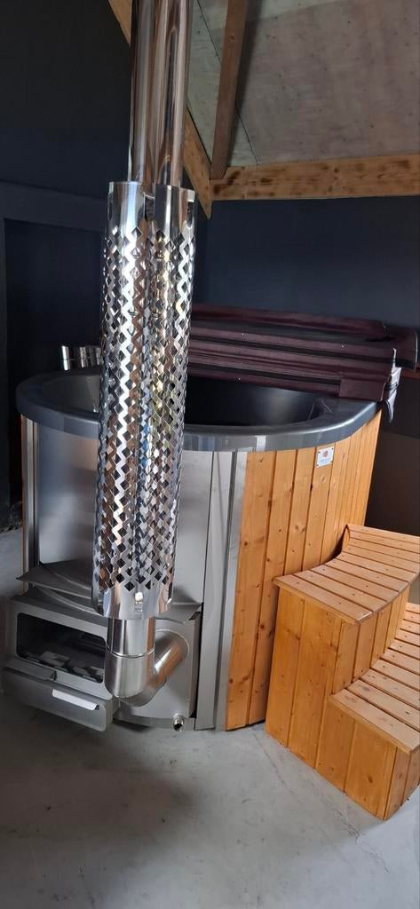 Hottub 2 pers. met houtkachel RVS 316, Tuin en Terras, Bubbelbaden en Hottubs, Ophalen of Verzenden