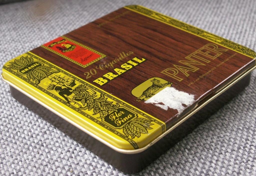 Vintage sigaren blik Panter Brasil 20 Cigarillos, Verzamelen, Blikken, Ophalen of Verzenden, Zo goed als nieuw, Overige