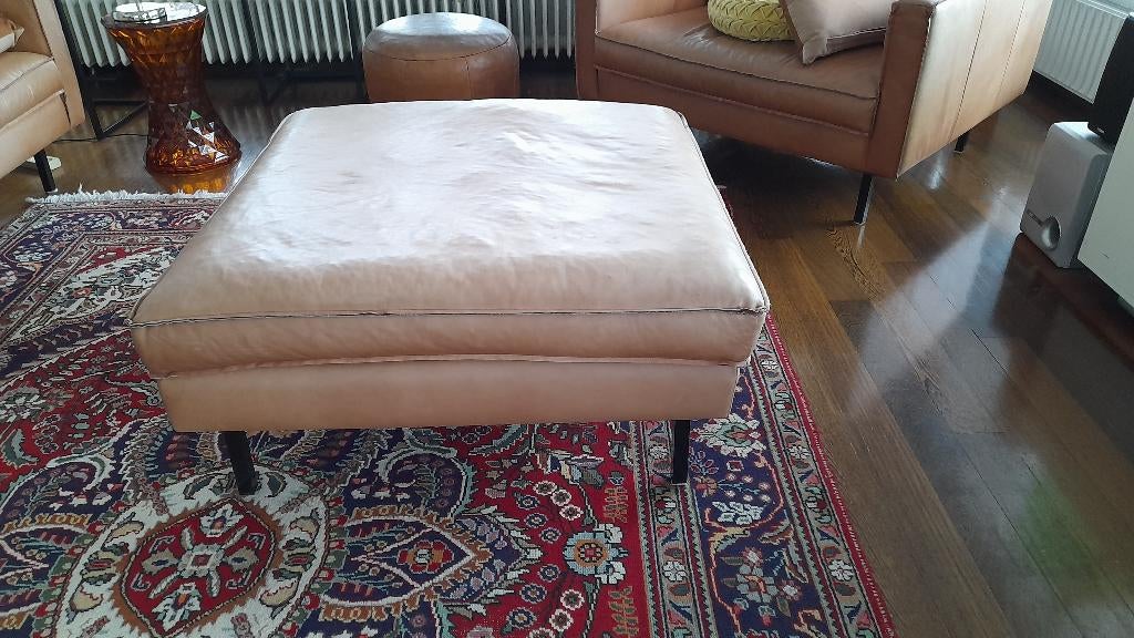 Hocker, Ophalen, Gebruikt, Vierkant, Leer