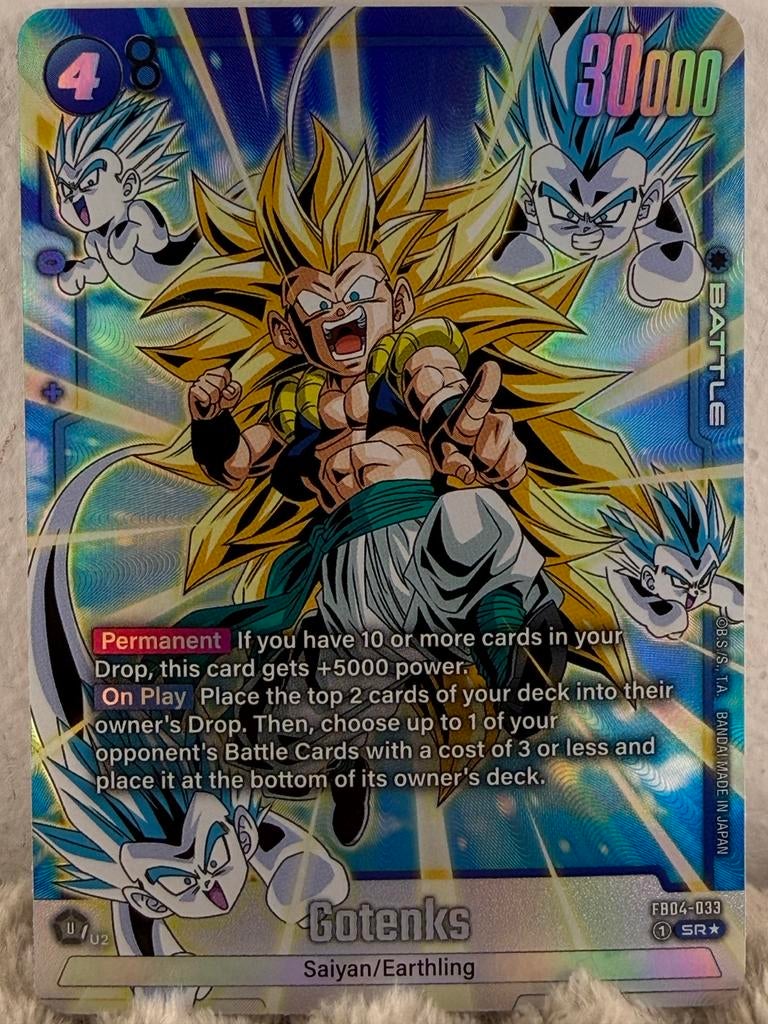 Dragonball Fusion World Gotenks Super Alt Rare FB04-033, Ophalen of Verzenden, Zo goed als nieuw, Losse kaart, Foil