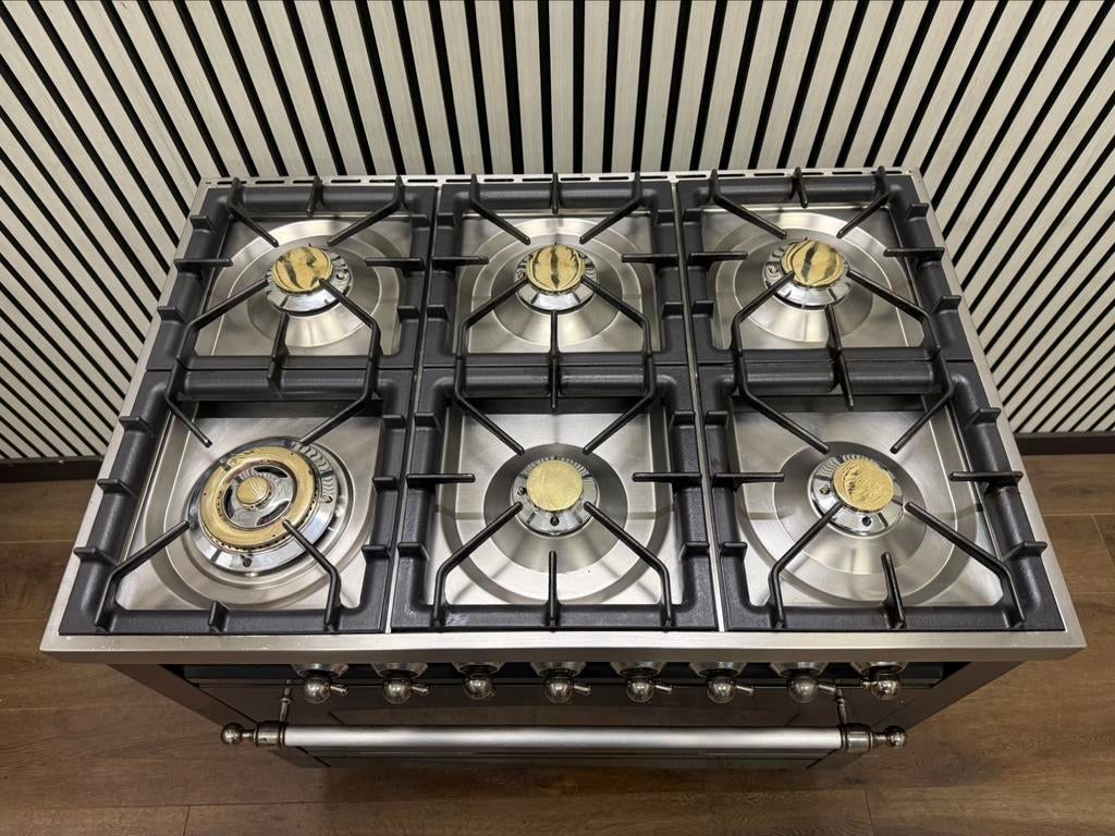 Luxe Boretti Fornuis 6 pits antraciet/chroom Multi. Oven, Witgoed en Apparatuur, Fornuizen, Fornello Esperta, Ophalen of Verzenden