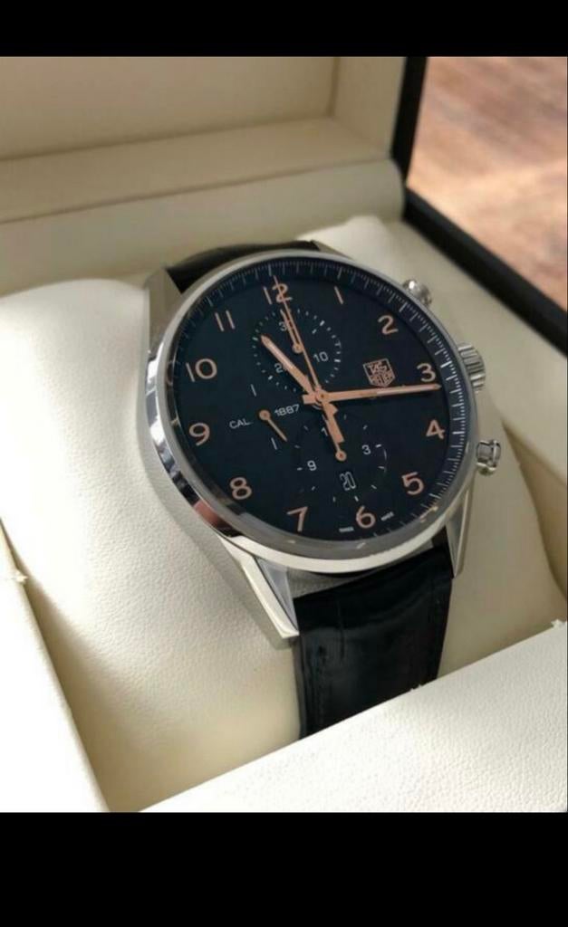 Tag Heuer Carrera Calibre 1887 - Zwart/Rosé Goud, Polshorloge, Ophalen of Verzenden, TAG Heuer, Goud