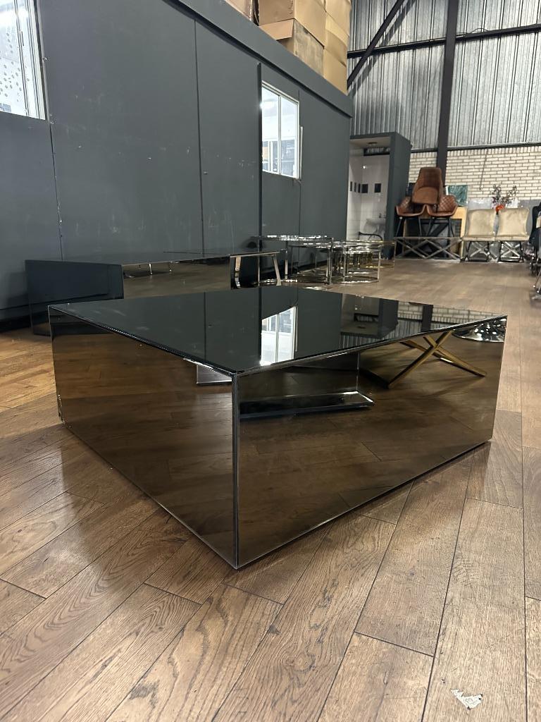ACTIE LUXE SPIEGEL SALONTAFEL GRIJS SEPIA NIEUW IN DOOS, Nieuw, Glas, Rechthoekig, 100 tot 150 cm