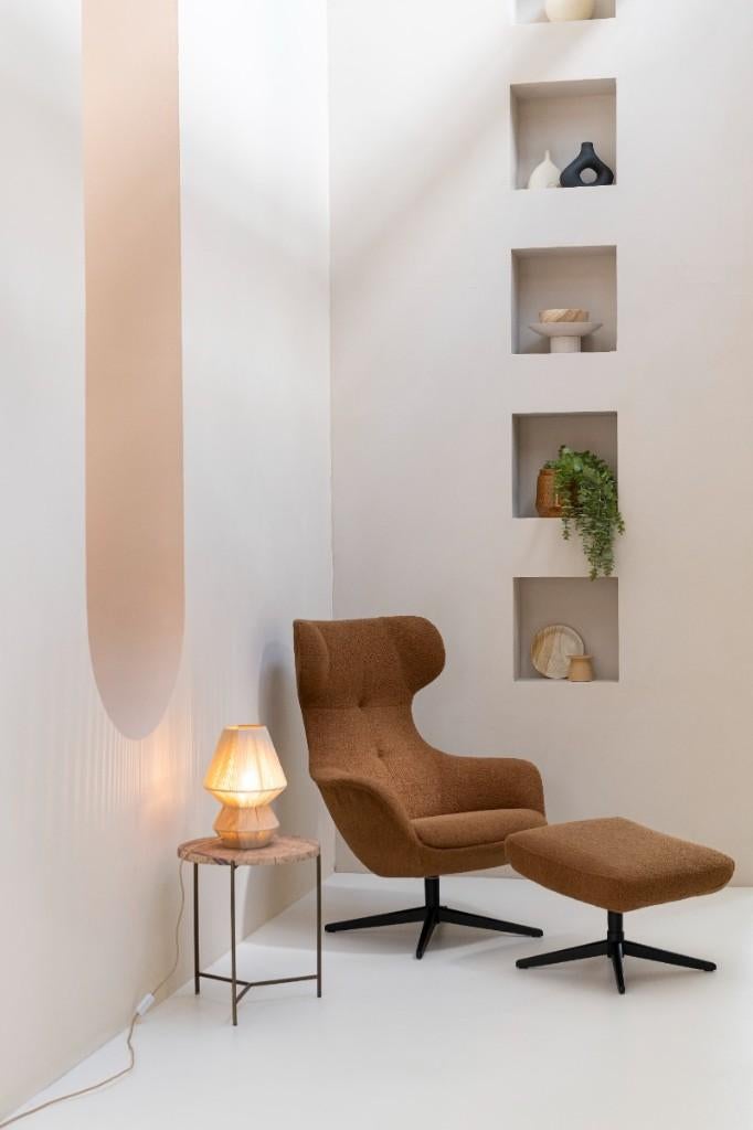 Fauteuil + Hocker Noora XOOON, Huis en Inrichting, Fauteuils, Nieuw, Metaal, Stof, 75 tot 100 cm, 75 tot 100 cm, Ophalen