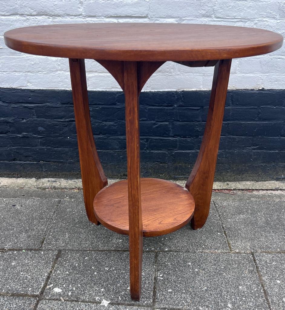 antiek eiken bijzettafel 58 cm, hoog 63 cm