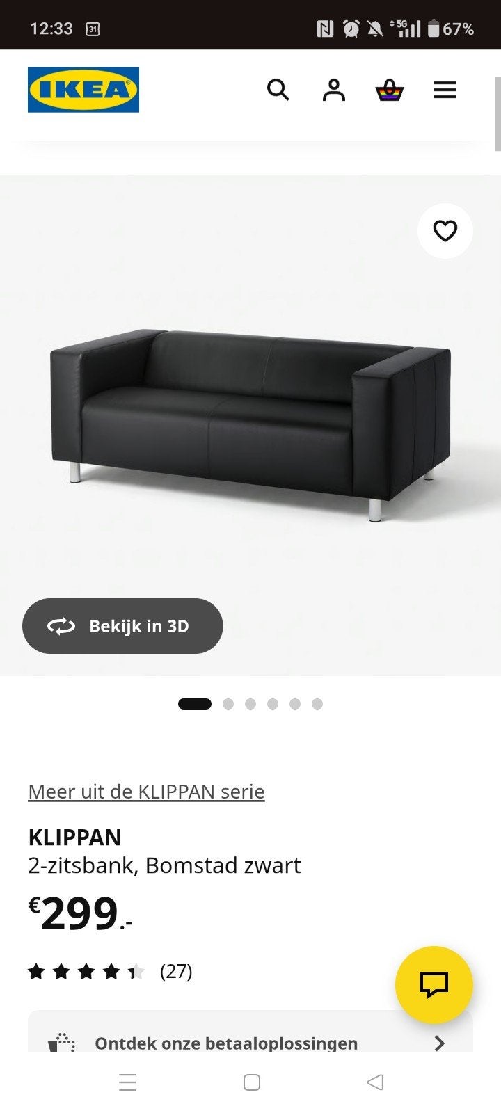 IKEA Klippan 2-zitsbank, Bomstad zwart, Ophalen, Kunststof, 150 tot 200 cm, Tweepersoons