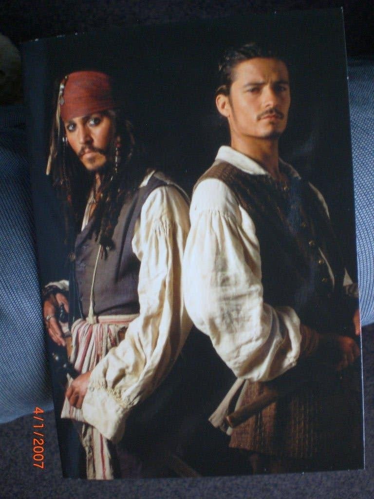 kaart Johnny Depp Orlando Bloom, Ophalen of Verzenden, 1980 tot heden, Ongelopen, Sterren en Beroemdheden