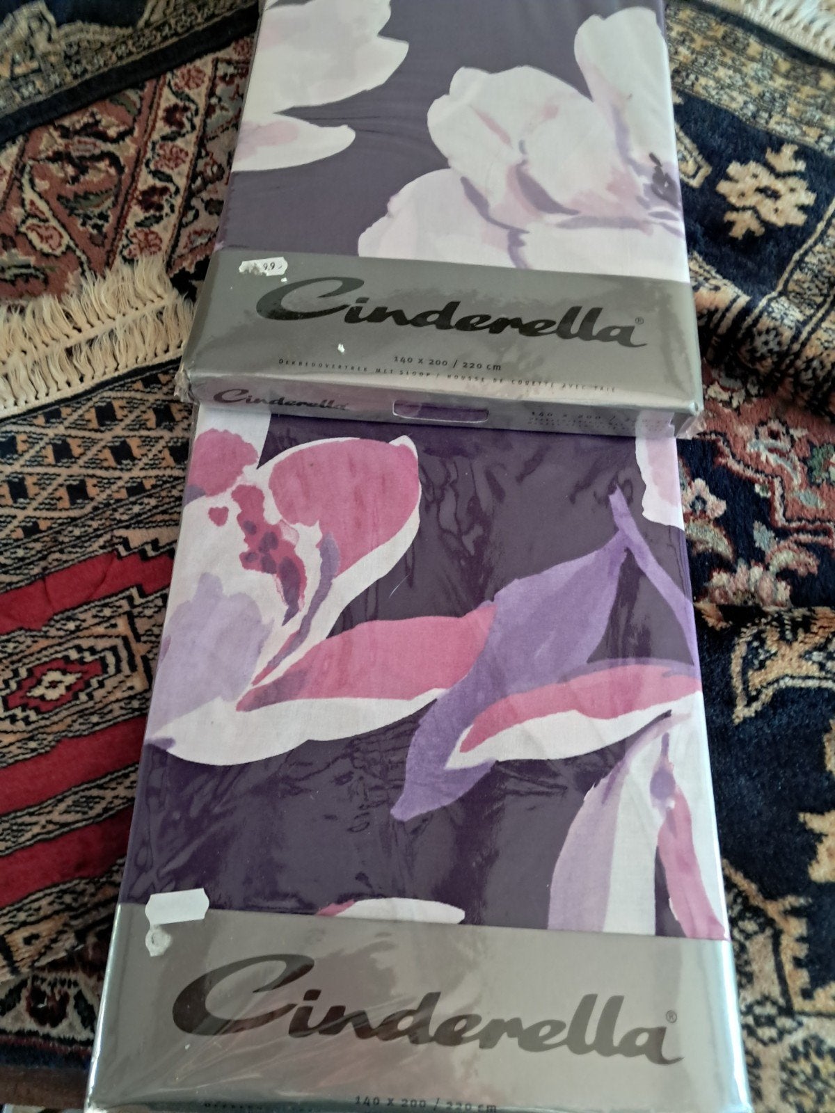 2x Cinderella Dekbedovertrek 140x200 paars bloem nieuw, Ophalen, Nieuw, Paars, Dekbedovertrek
