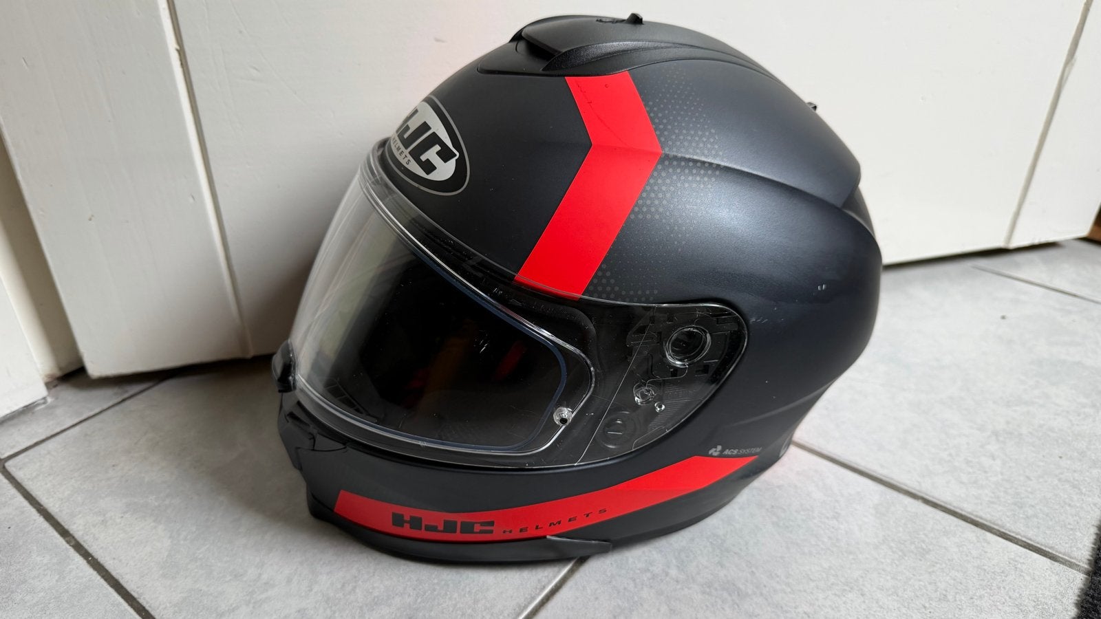 HJC C70 Integraalhelm - Mat Zwart/Rood - Maat M, Motoren, Ophalen, M, Heren, HJC