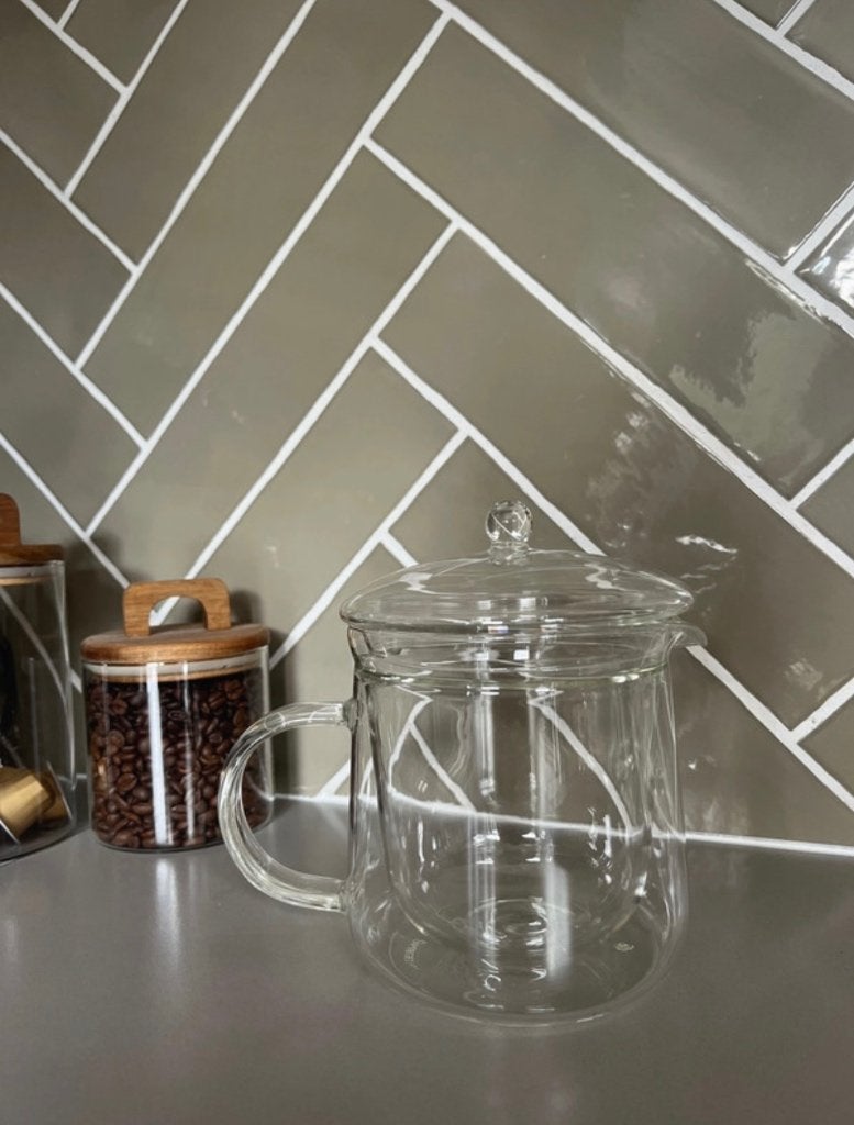 Dubbelwandige theepot, Glas, Nieuw, Meerkleurig, Overige merken