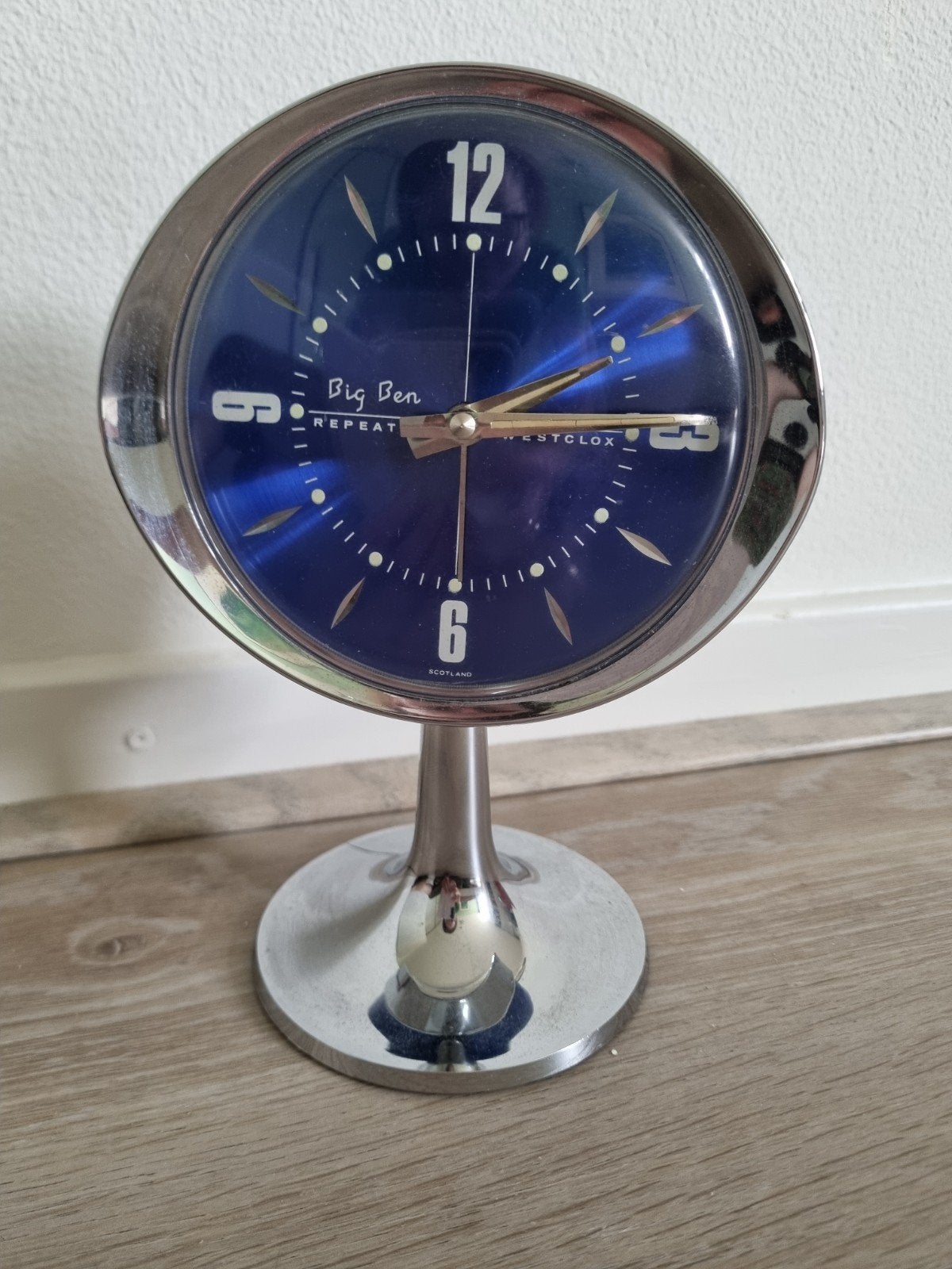 Vintage Big Ben Repeater Westclox Sculptura Wekker Blauw, Antiek en Kunst, Ophalen