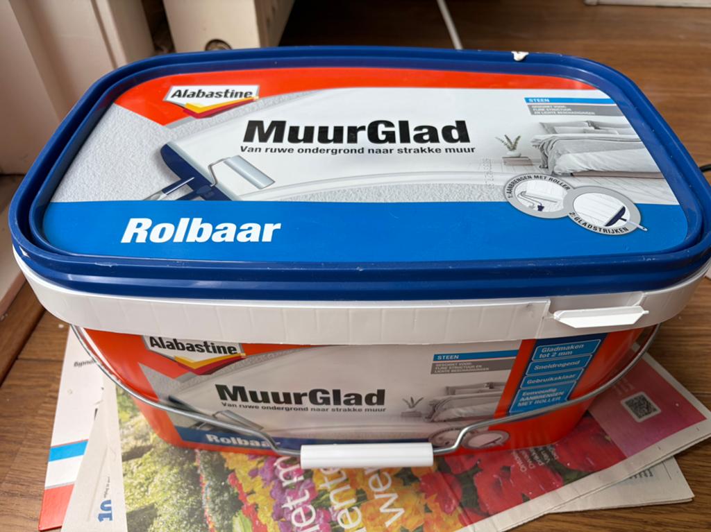 MuurGlad van Alabastine +/- 8 liter, Doe-het-zelf en Verbouw, Verf, Beits en Lak, Ophalen, Wit