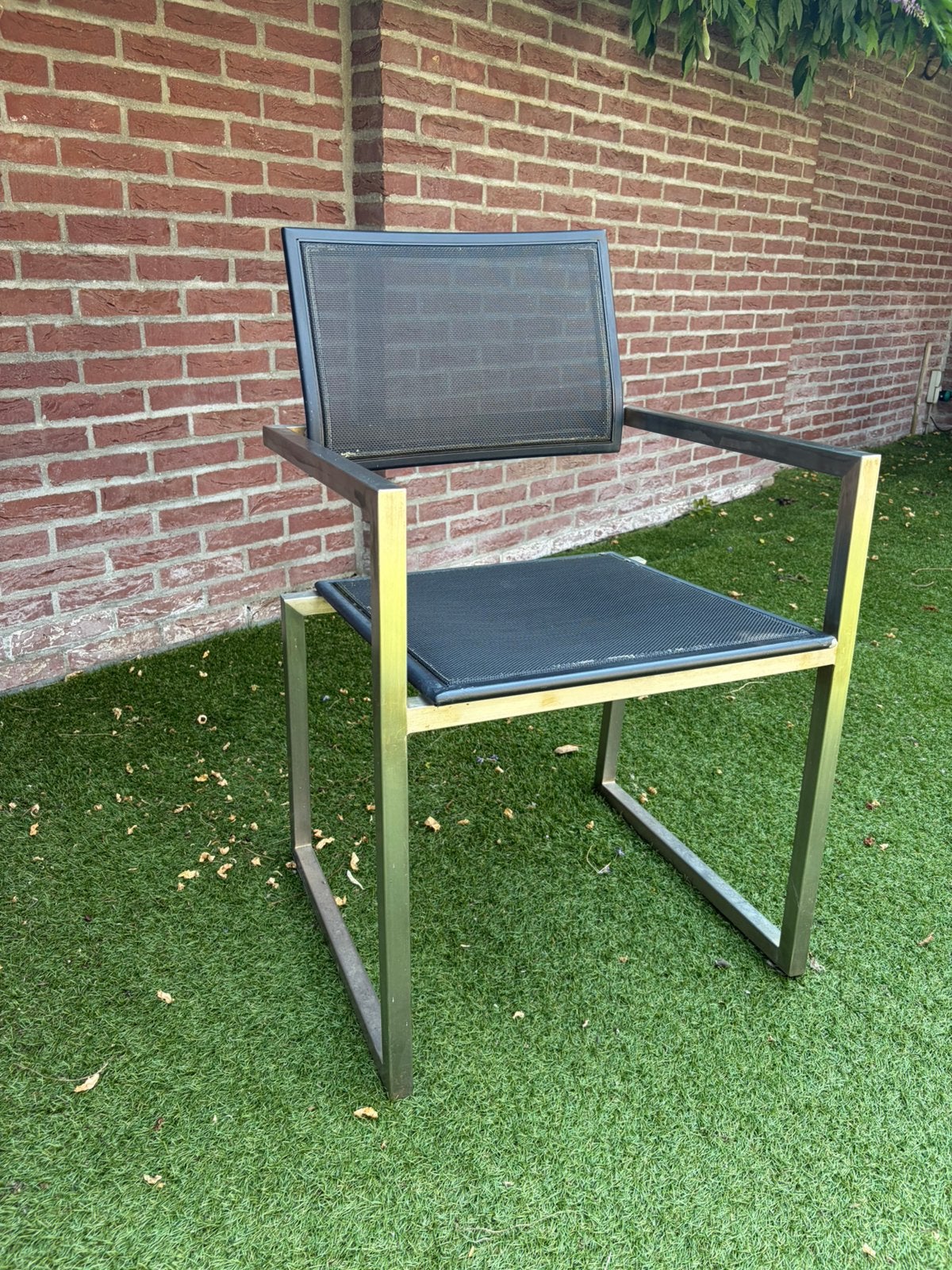 4 rvs tuinstoelen, Tuin en Terras, Tuinstoelen, Ophalen, Gebruikt, Rvs