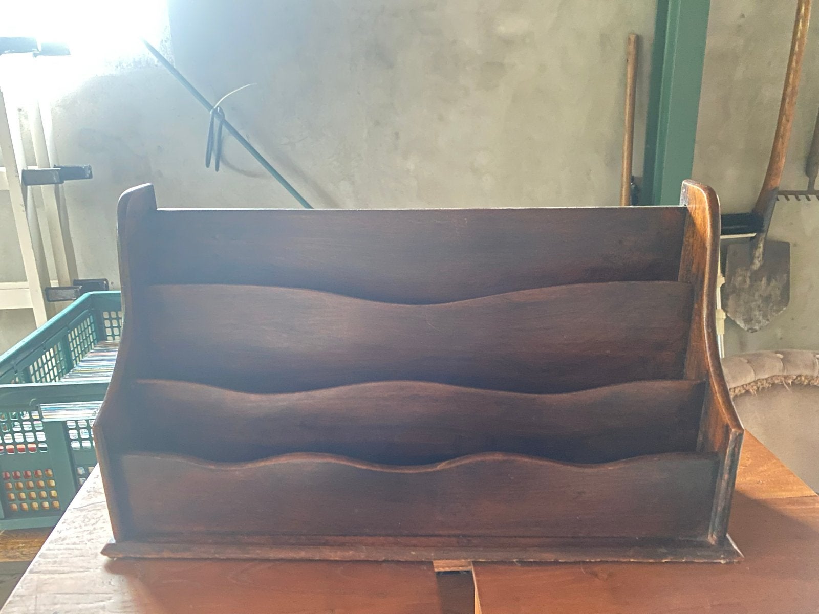 Vintage houten brievenbakje - bureau-organizer, Ophalen