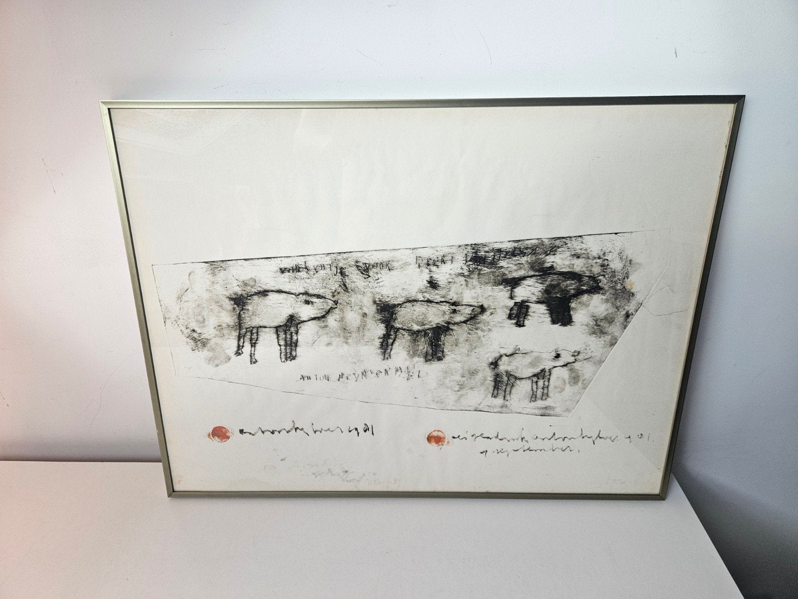 Gesigneerde ets van Anton Heyboer - 'Eigen dankbaarheid', Antiek en Kunst, Ophalen of Verzenden, Ets, Overige technieken, Achter glas