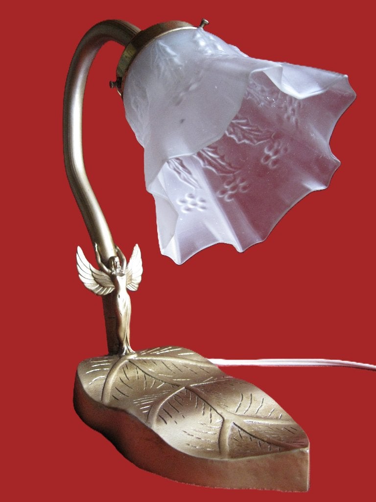 Art Nouveau lamp (plant met engel) '1920., Antiek en Kunst, Antiek | Lampen, Ophalen