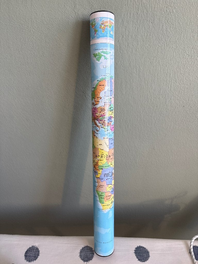 Wereldkaart, Ophalen, Nieuw, 84 cm, 59 cm