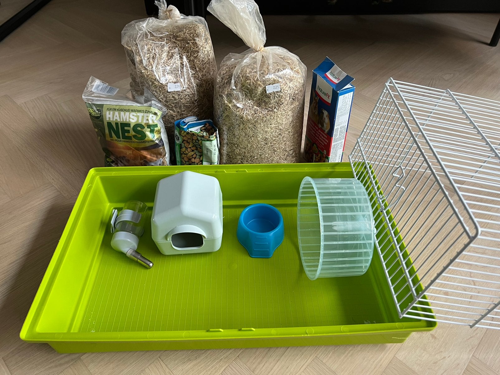 Complete hamsterset, Dieren en Toebehoren, Kooi, Minder dan 75 cm, Zo goed als nieuw, Ophalen