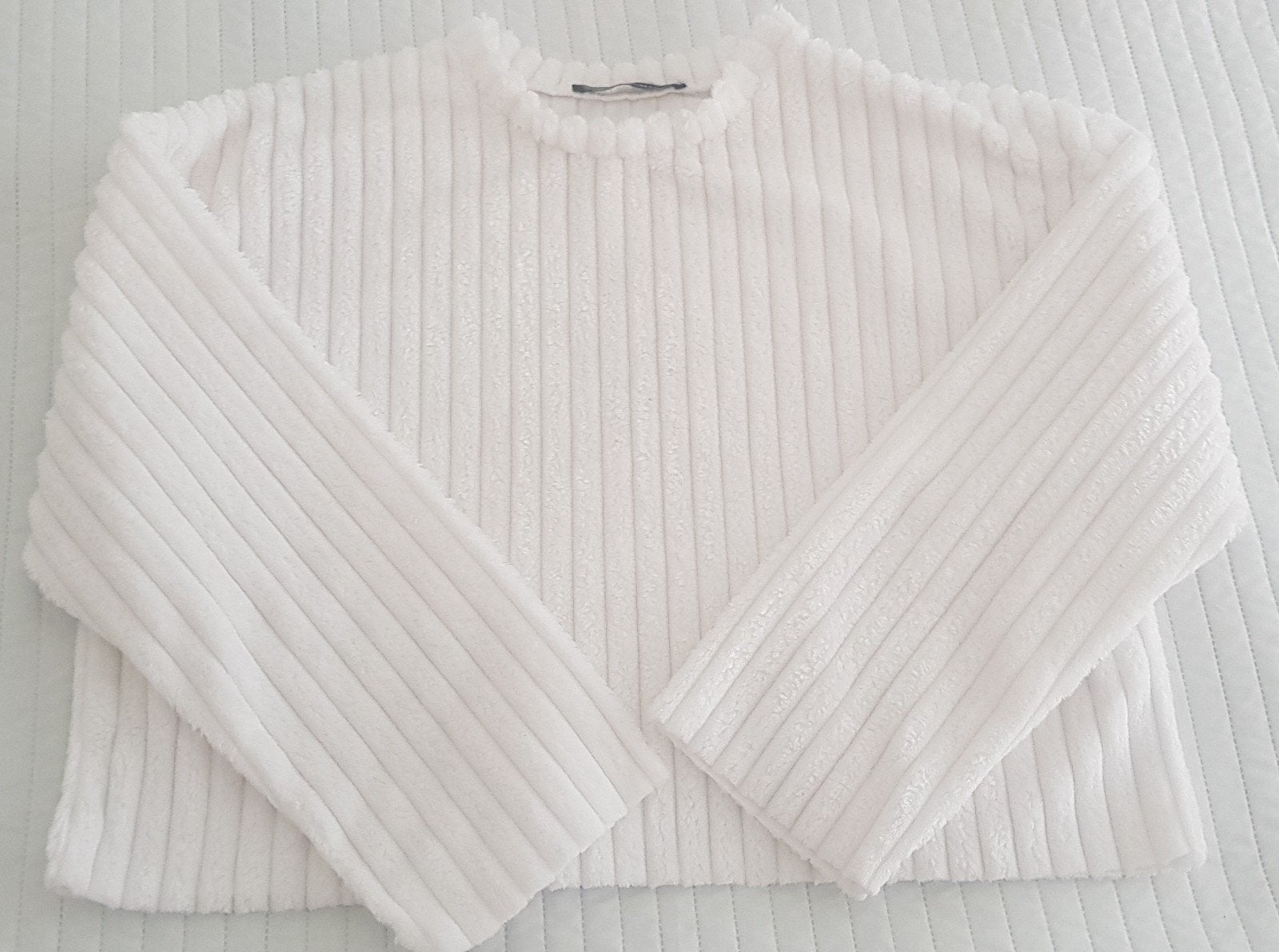 Cropped trui wit maat L strepen zachte stof truien kleding, Clew Woman, Verzenden, Wit, Maat 42/44 (L)