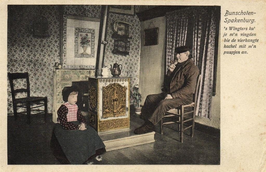 Bunschoten-Spakenburg - interieur klederdracht - ongelopen, Ophalen of Verzenden, 1920 tot 1940, Ongelopen, Utrecht