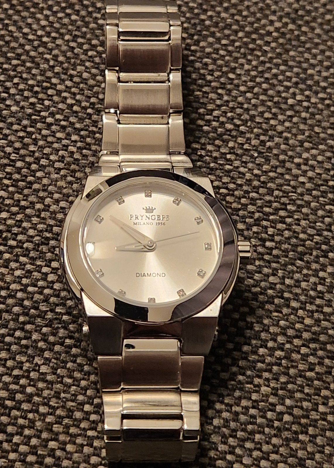 dames horloge met 12 echte diamanten, Overige merken, Staal, Staal, Polshorloge