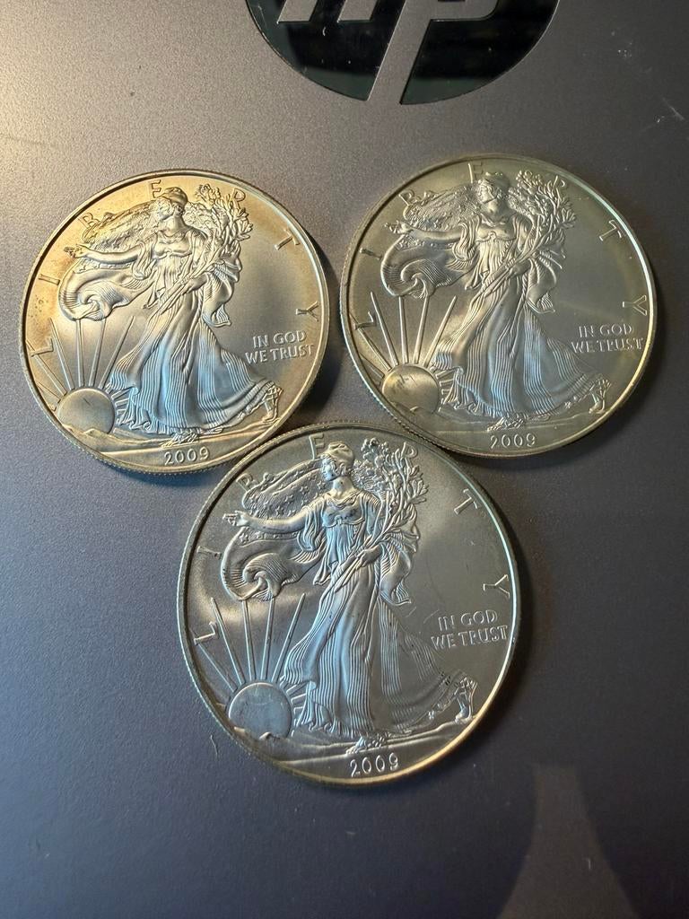 3x 1 ounce Eagle 2009, Ophalen of Verzenden, Zilver