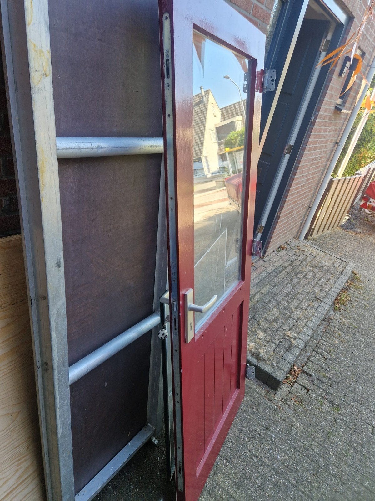 Harhouten buitendeur met 3 punt sluiting, Ophalen, Glas, Buitendeur, 200 tot 215 cm