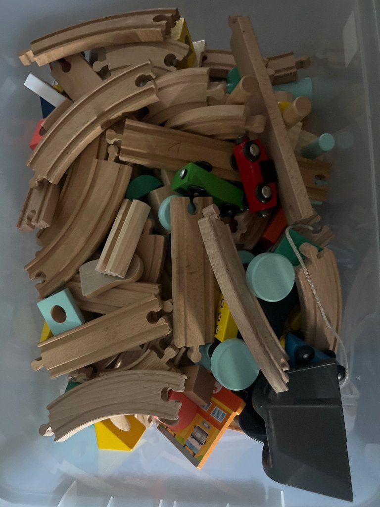 Houten treinbaan, Kinderen en Baby's, Speelgoed | Houten speelgoed, Ophalen, Gebruikt, Overige typen