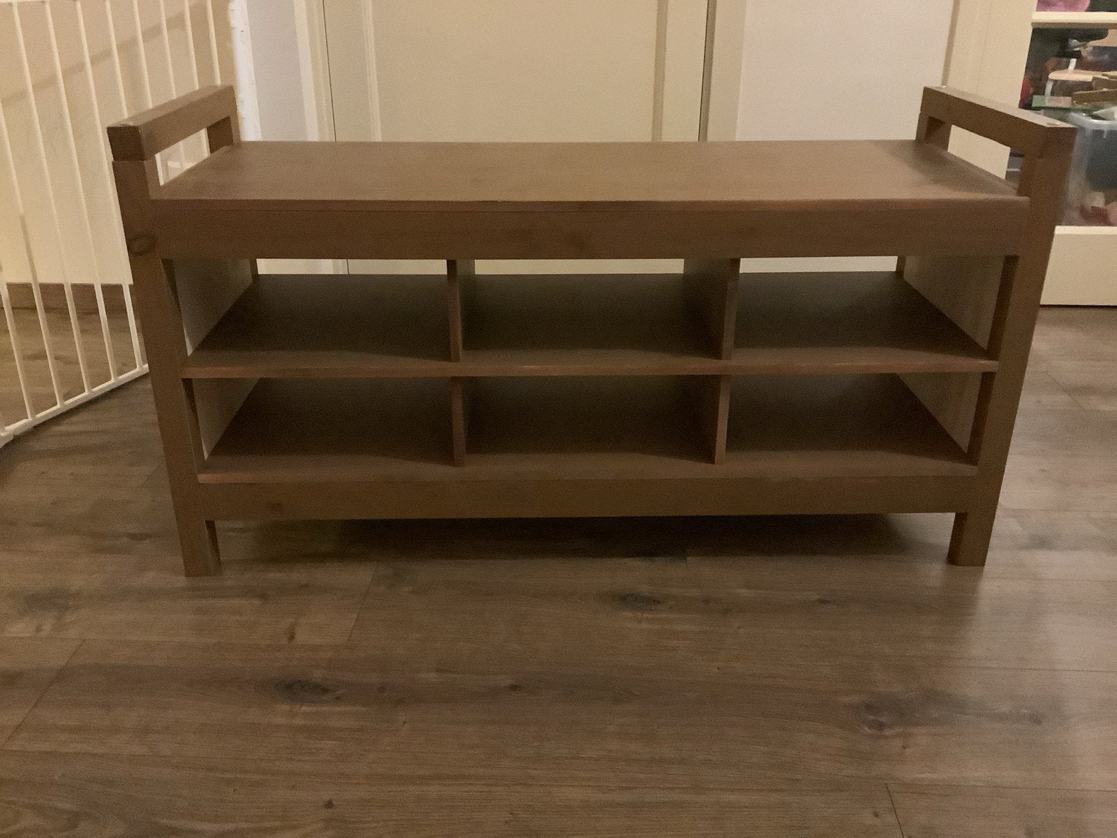 Houten schoenenbankje met opbergvakken, Ophalen of Verzenden, Gebruikt