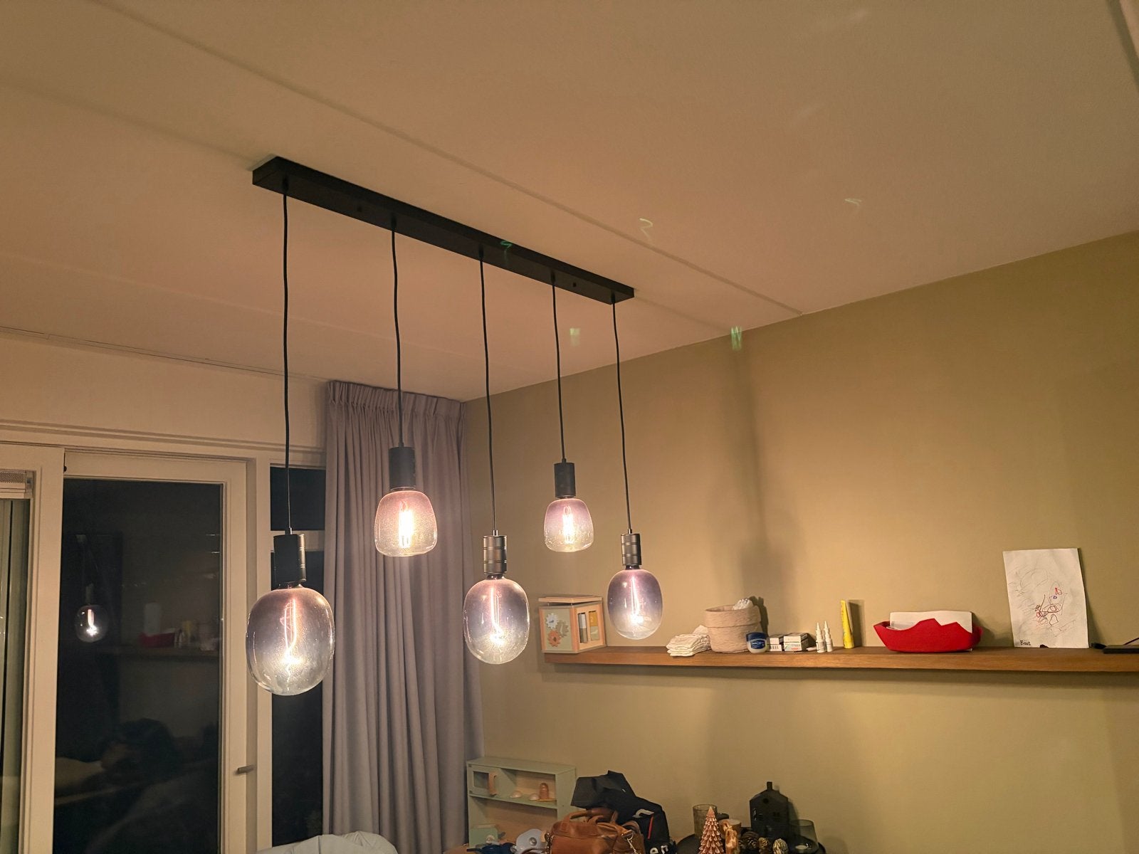 Hanglamp met 5 E27 fittingen en plafondplaat 130 cm, Ophalen, Gebruikt, Metaal, E27 (groot)