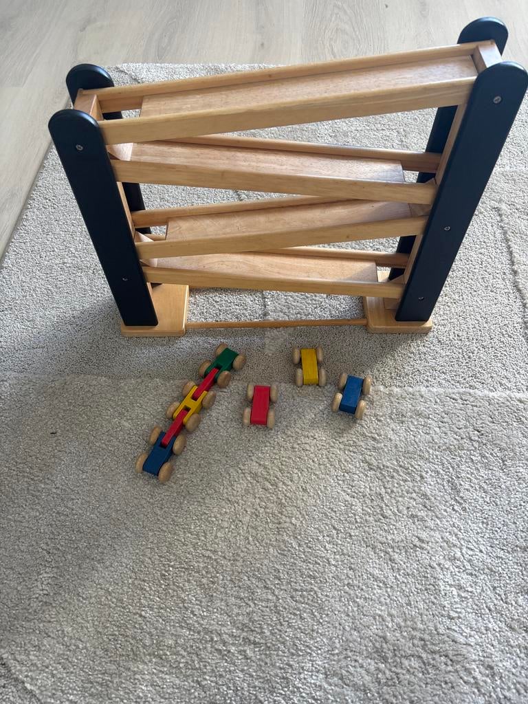 Houten Racebaan / Hellingbaan met Auto's, Ophalen, Gebruikt, Jongen of Meisje