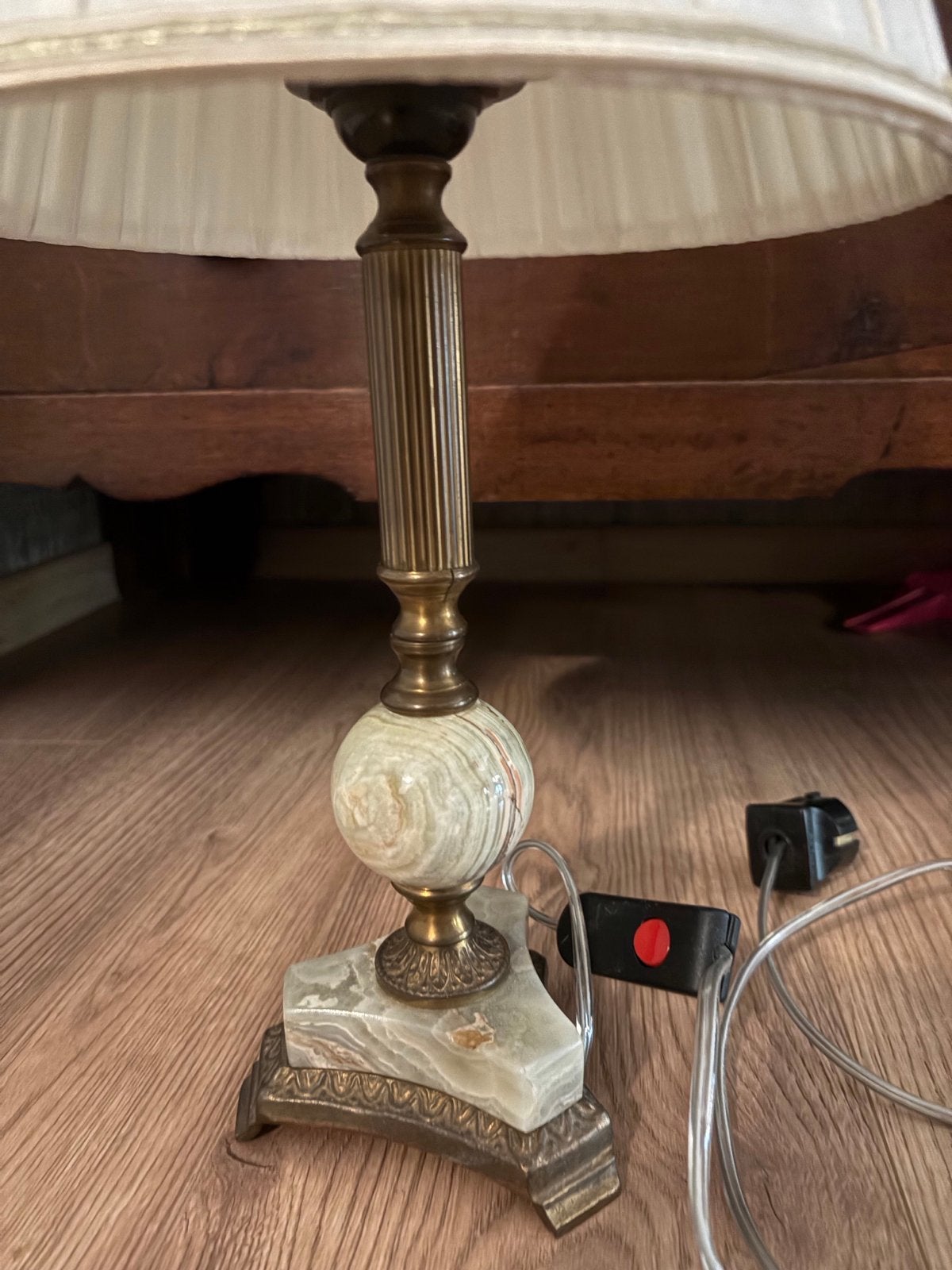 Elegante Schemerlamp met Marmeren en Bronzen Voet, Ophalen of Verzenden