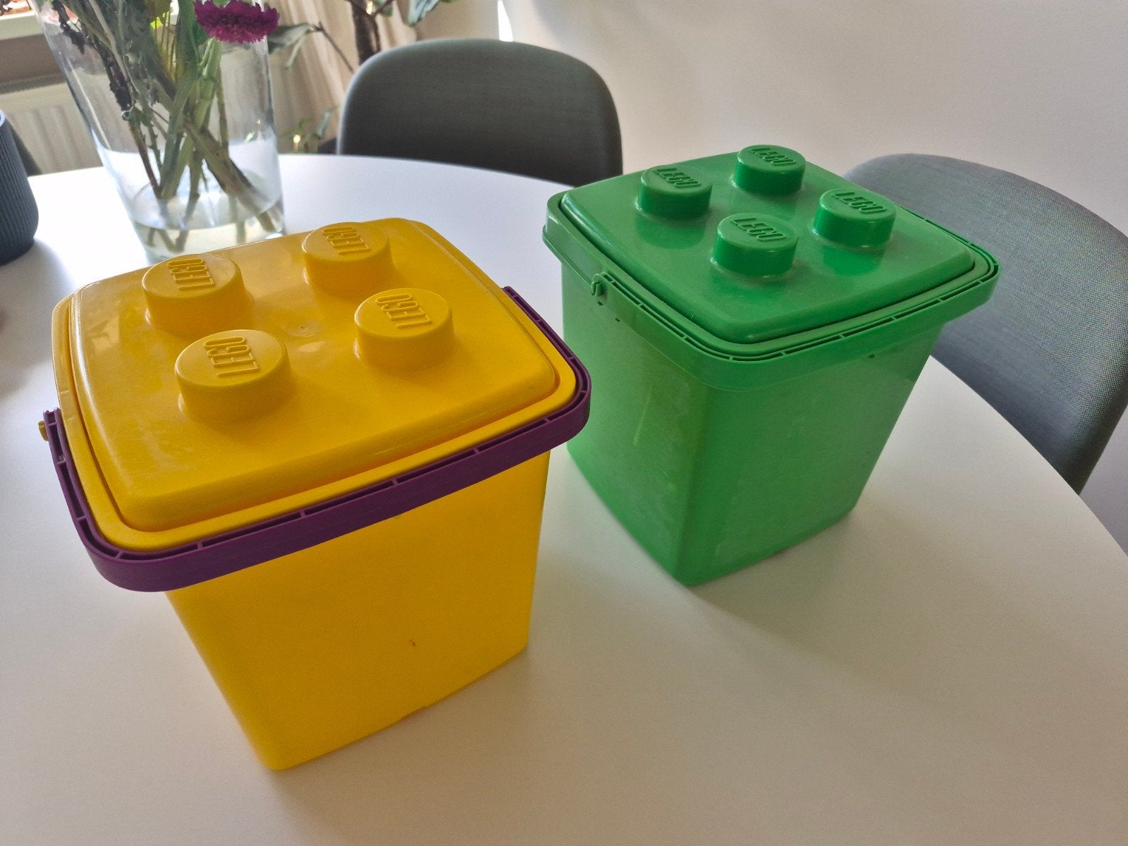 Lego opbergboxen - geel en groen, Ophalen of Verzenden, Gebruikt, Lego