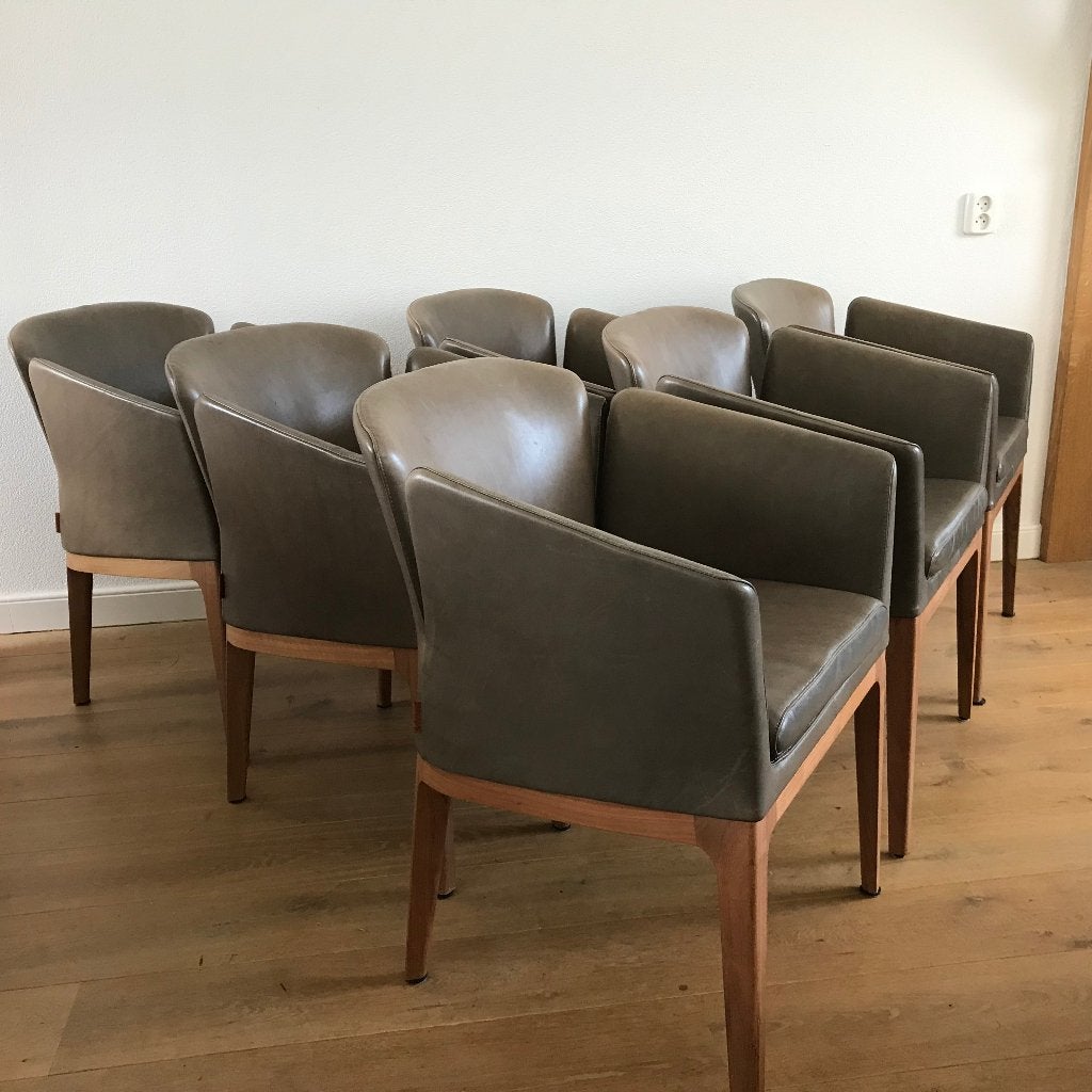 6 leren Montis Lotus + M tulp design stoel modern vintage, Huis en Inrichting, Gebruikt, Leer, Ophalen of Verzenden, Nvt